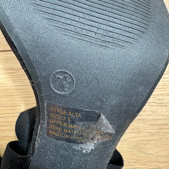 Lulu's Alta Black Suede Wrap Around Lace-Up Block Heel Size 7.5 - Picture 11 of 12